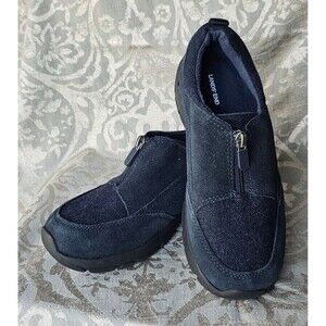 Lands End Shoes Womens Size 7.5 D Black Suede  Zip  All-Weather